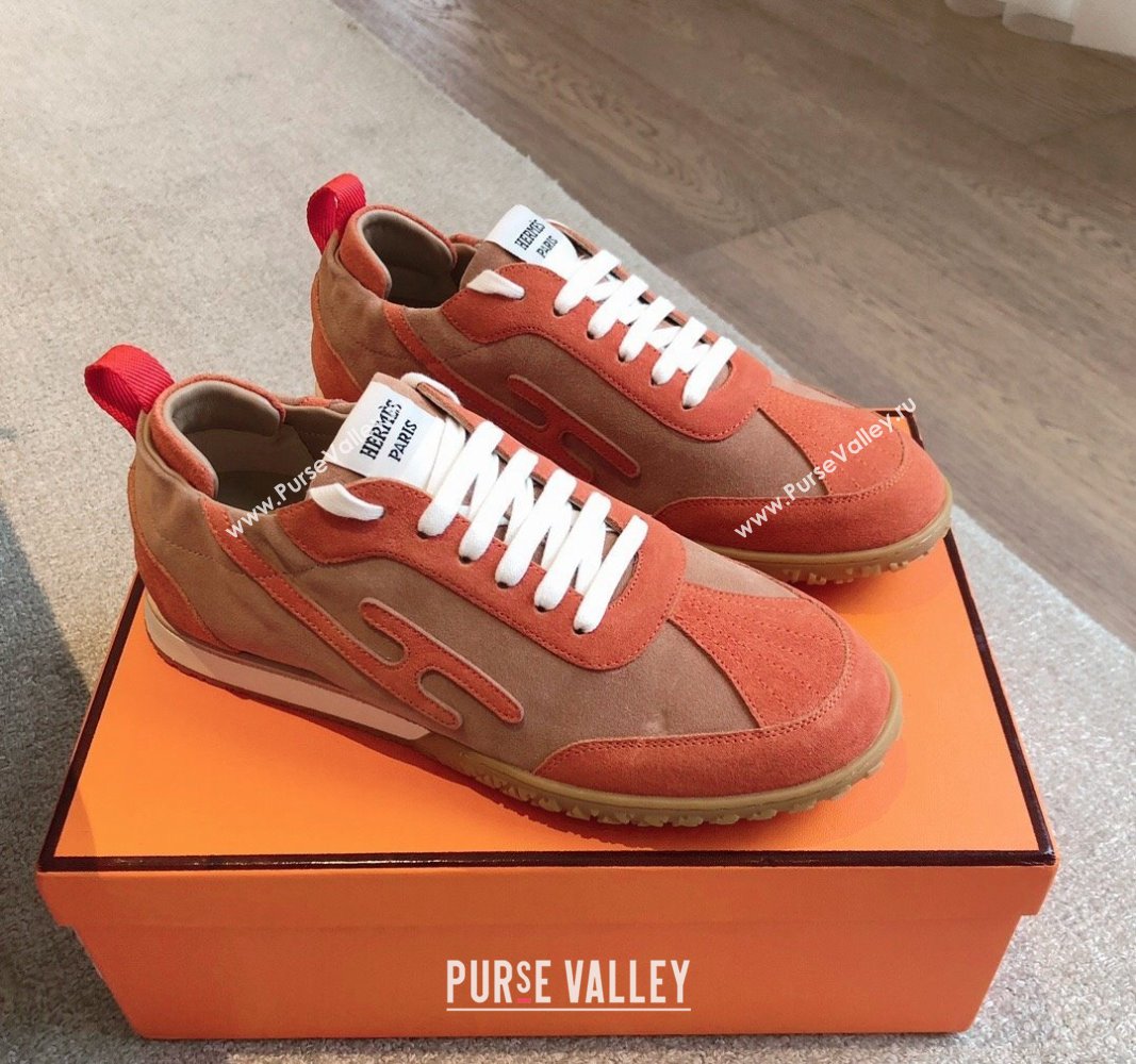 Hermes Jet Sneakers in Suede Red/Brown 2024 (XC-241008090)