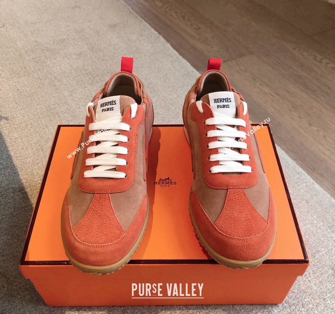 Hermes Jet Sneakers in Suede Red/Brown 2024 (XC-241008090)