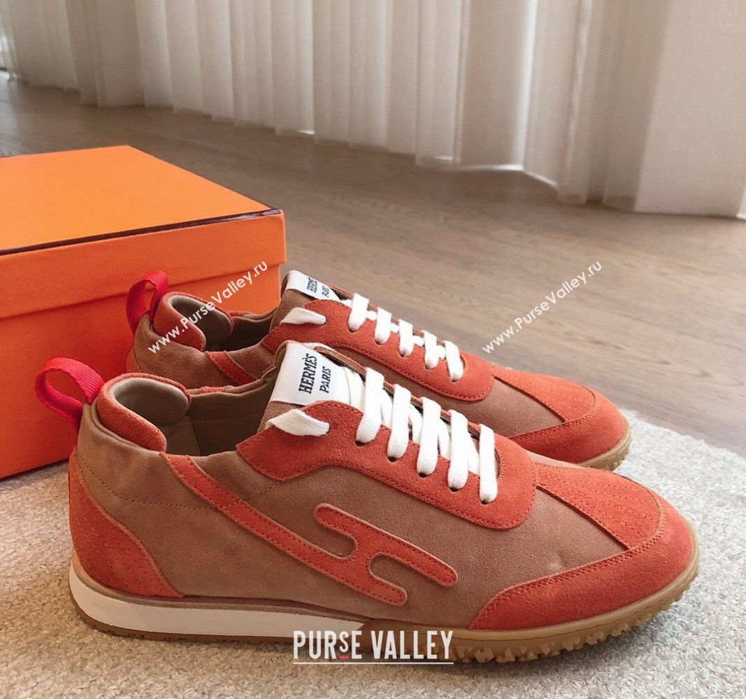 Hermes Jet Sneakers in Suede Red/Brown 2024 (XC-241008090)