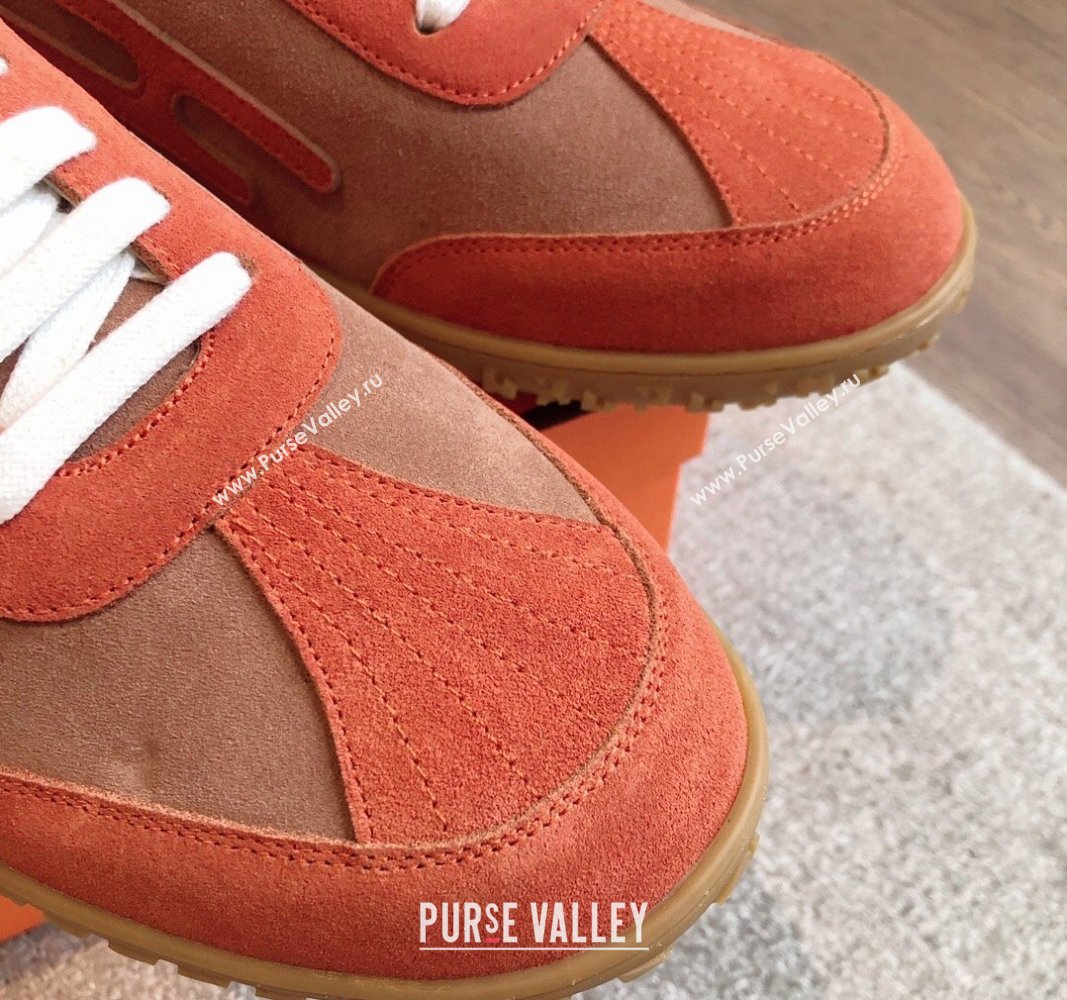 Hermes Jet Sneakers in Suede Red/Brown 2024 (XC-241008090)