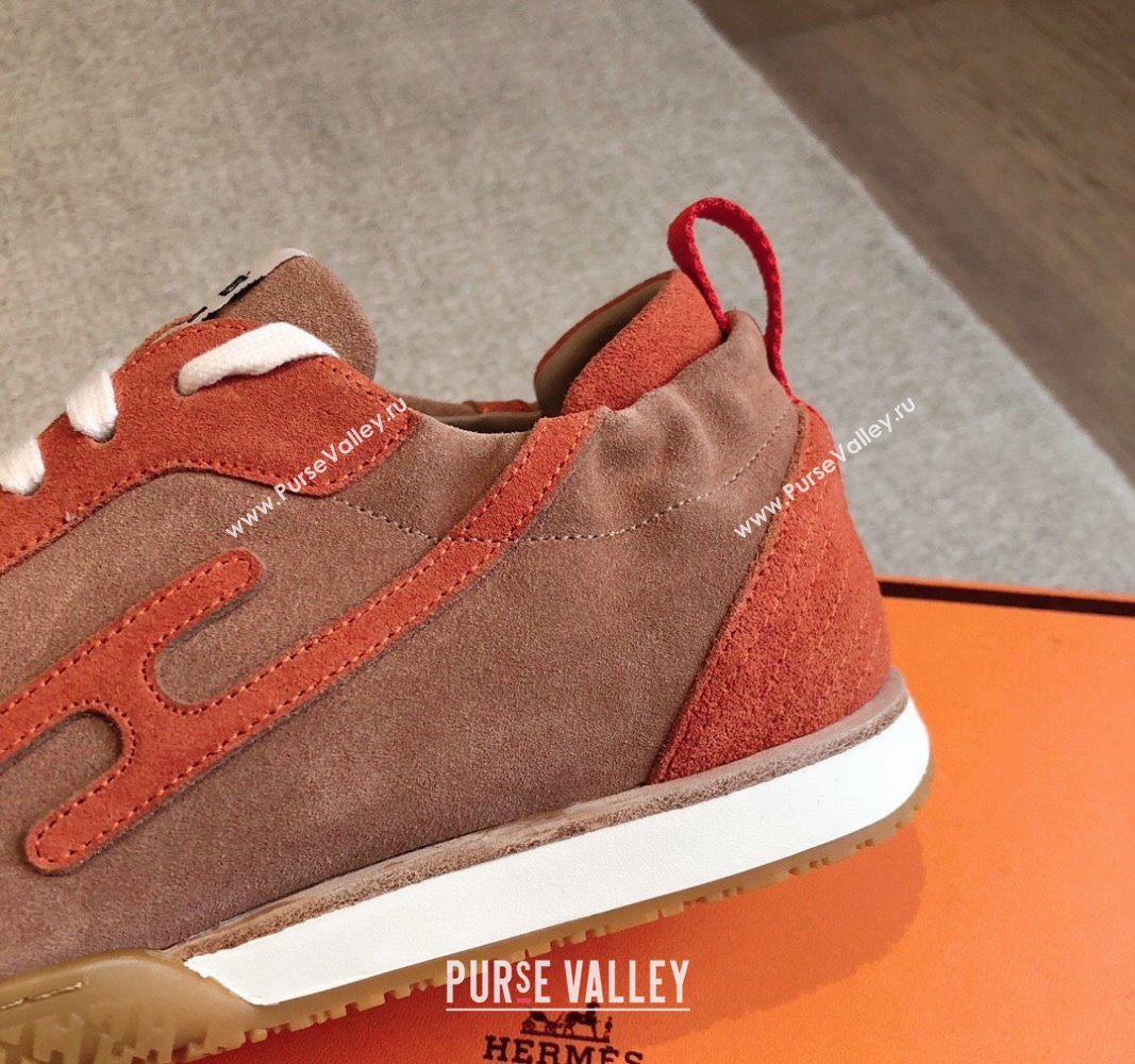 Hermes Jet Sneakers in Suede Red/Brown 2024 (XC-241008090)