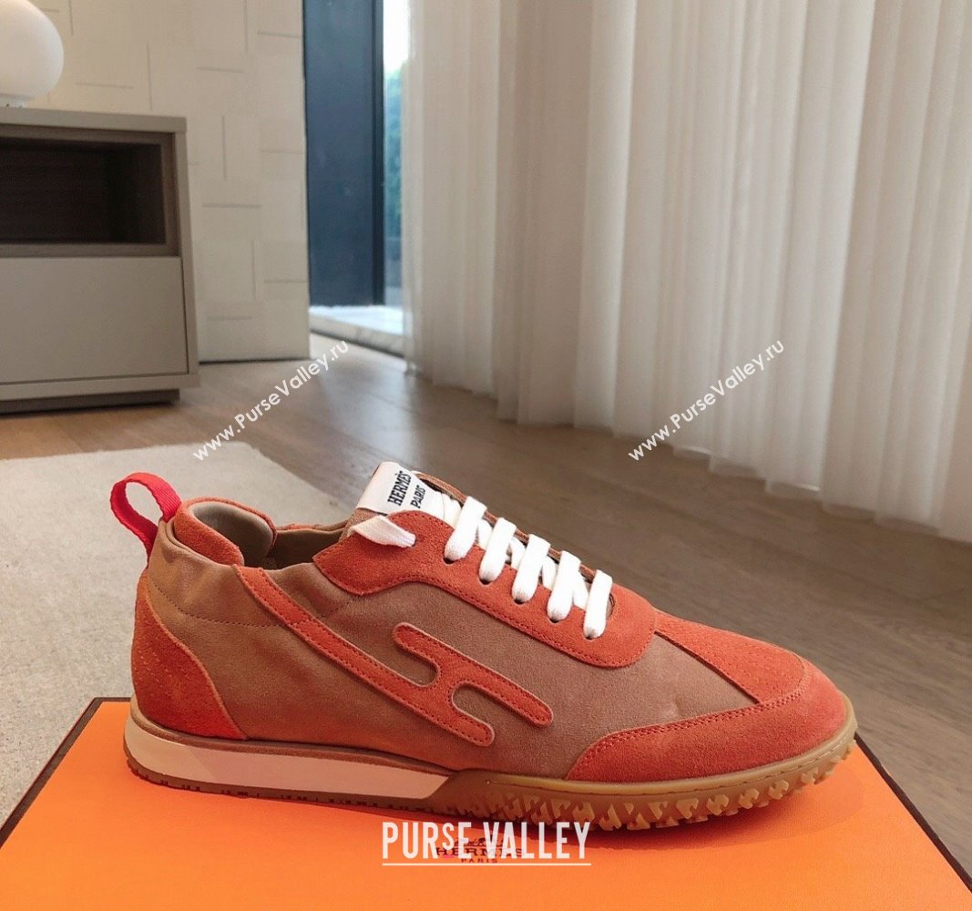 Hermes Jet Sneakers in Suede Red/Brown 2024 (XC-241008090)