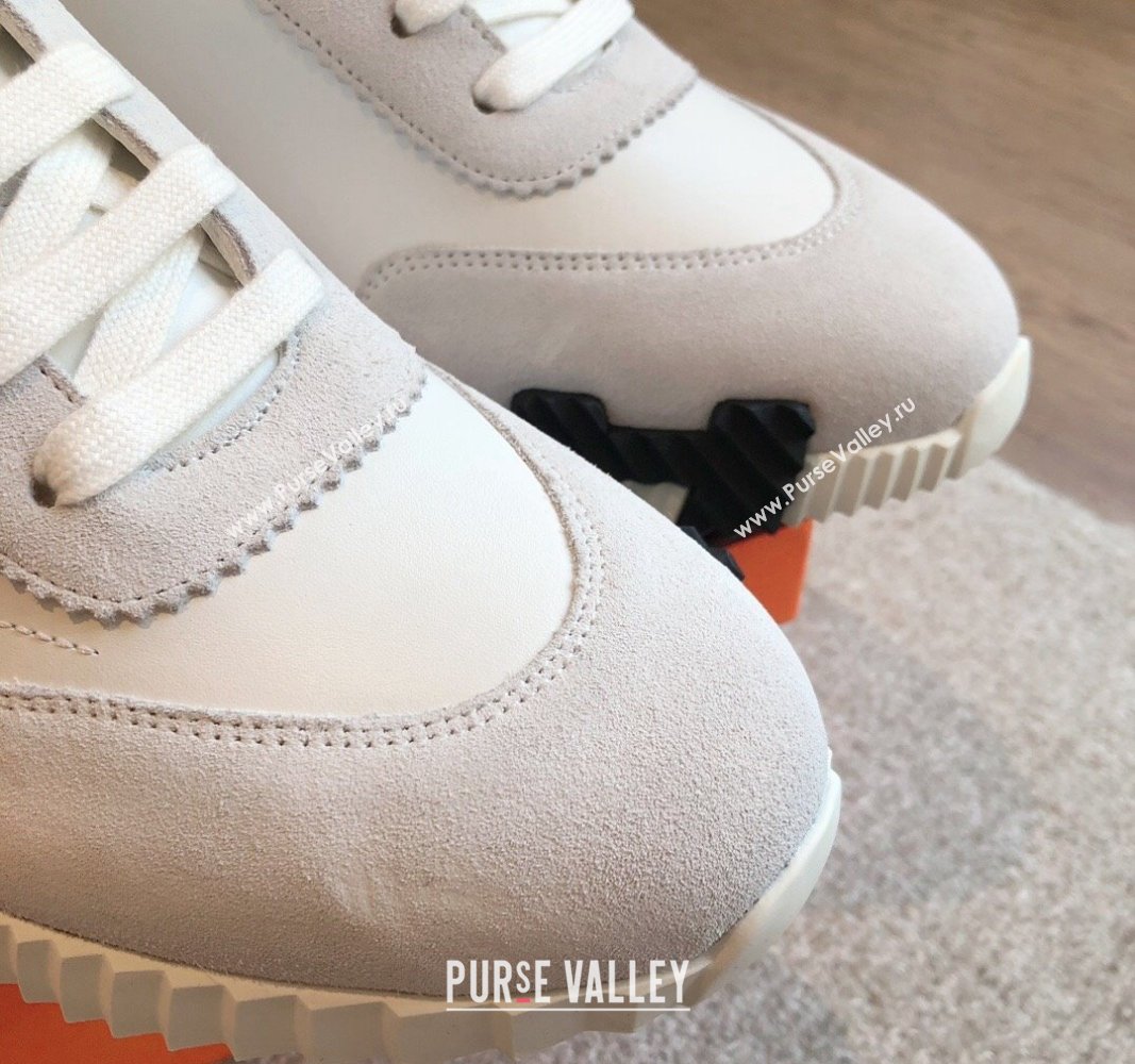 Hermes Bouncing Sneakers in Embroidered Leather and Suede White 2024 (XC-241008102)