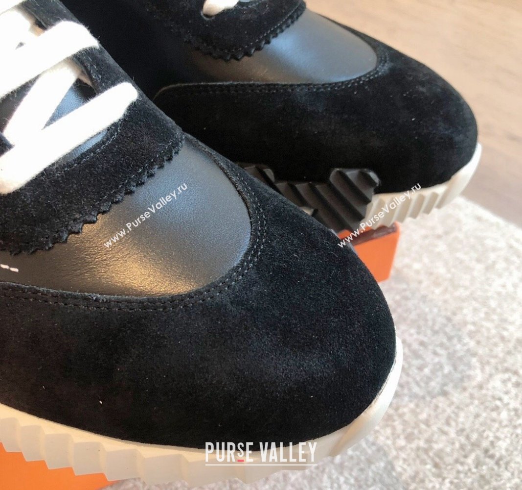 Hermes Bouncing Sneakers in Embroidered Leather and Suede Black 2024 (XC-241008103)