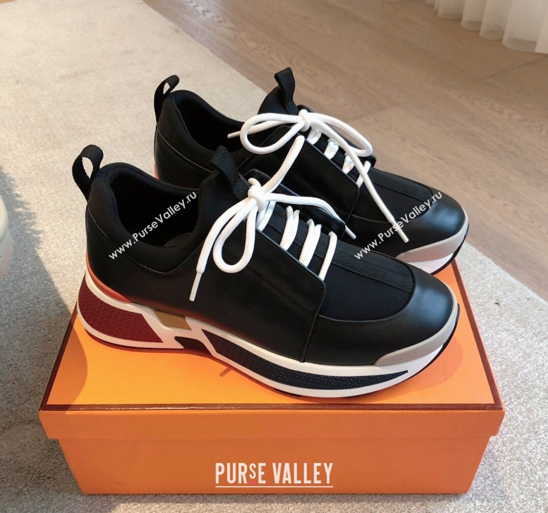 Hermes Just Sneakers in Technical Jersey and Suede Black 2024 (XC-241008091)