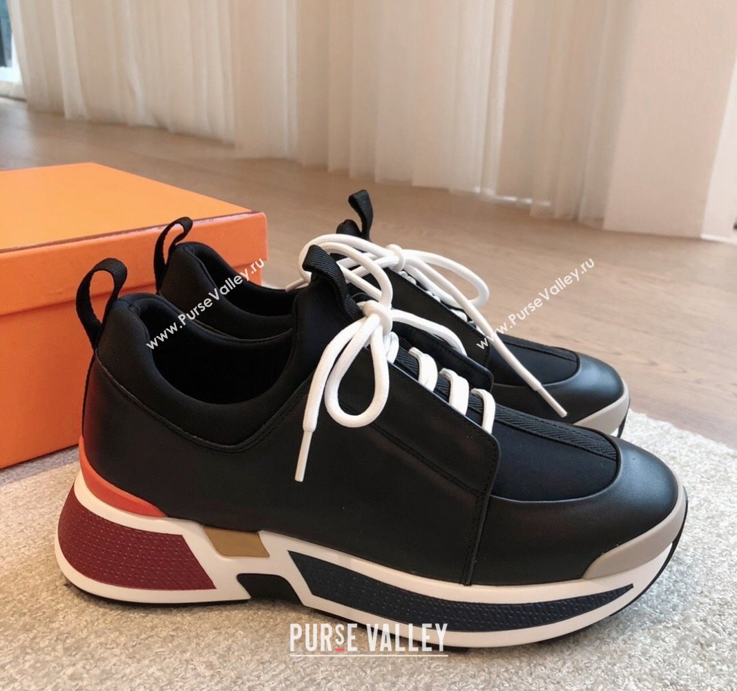 Hermes Just Sneakers in Technical Jersey and Suede Black 2024 (XC-241008091)