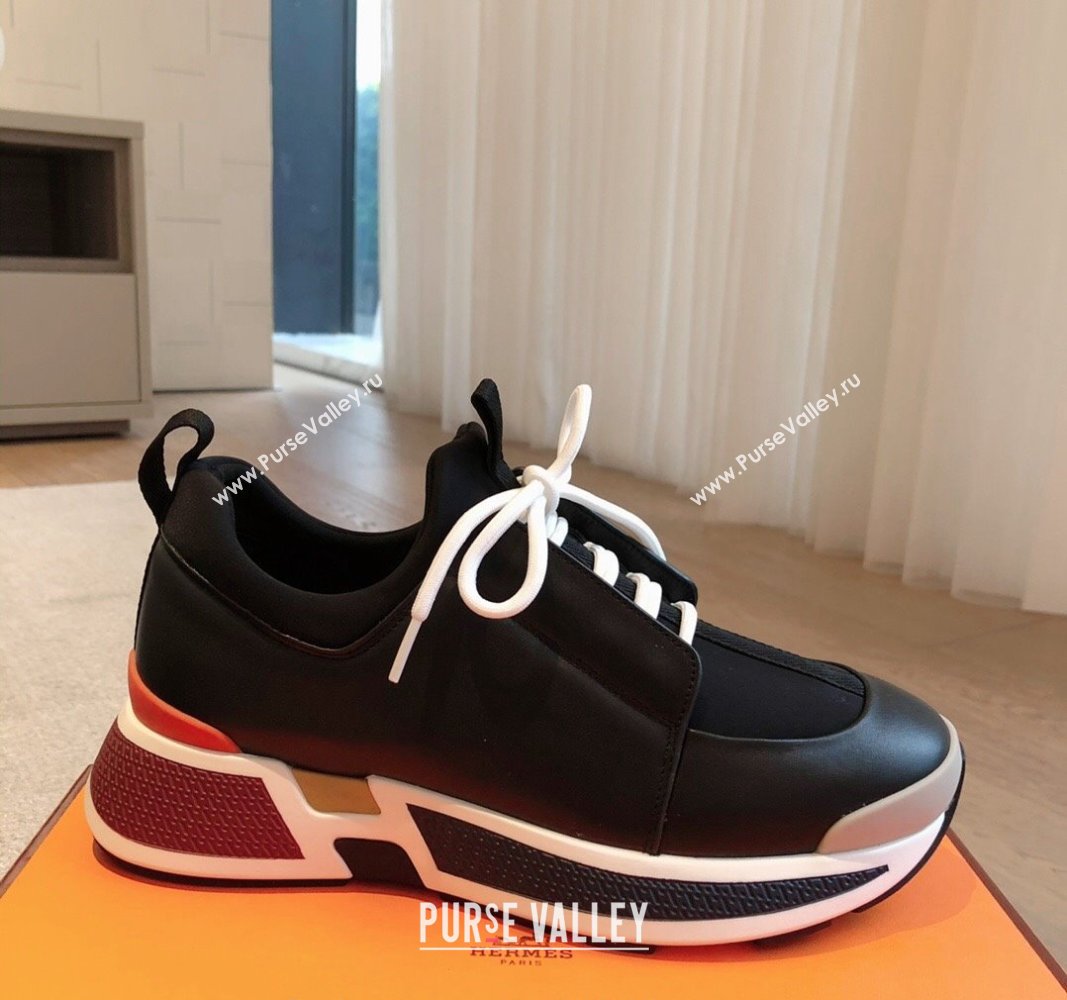 Hermes Just Sneakers in Technical Jersey and Suede Black 2024 (XC-241008091)