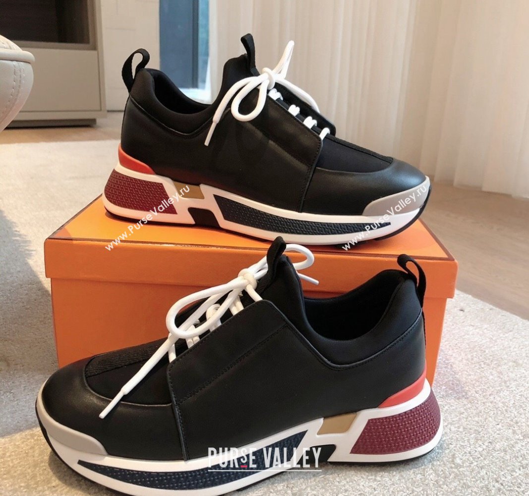 Hermes Just Sneakers in Technical Jersey and Suede Black 2024 (XC-241008091)