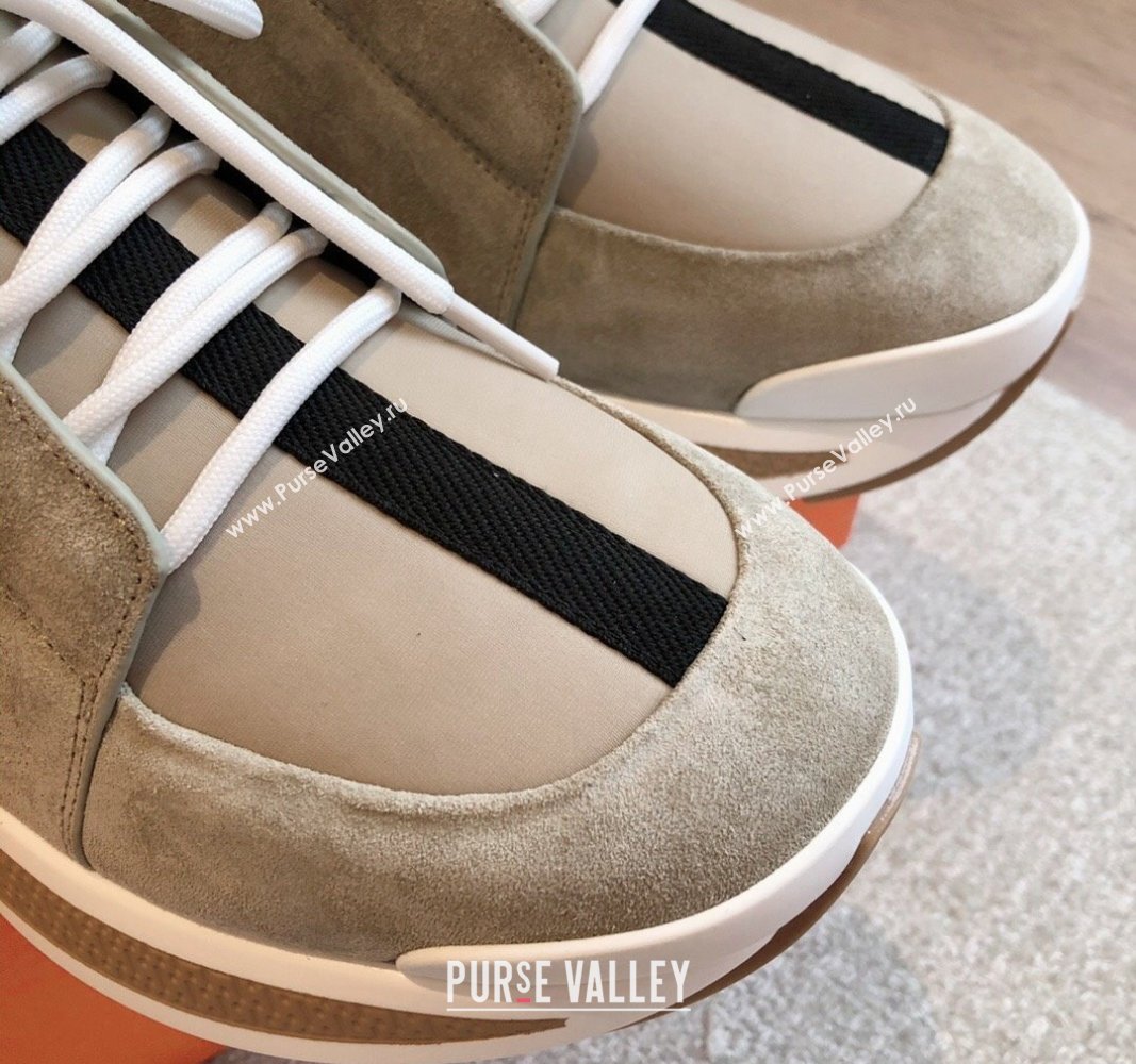 Hermes Just Sneakers in Technical Jersey and Suede Beige 2024 (XC-241008092)