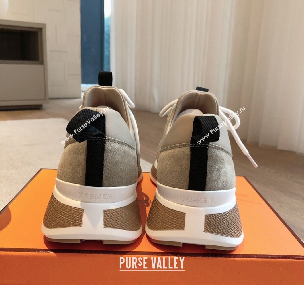 Hermes Just Sneakers in Technical Jersey and Suede Beige 2024 (XC-241008092)