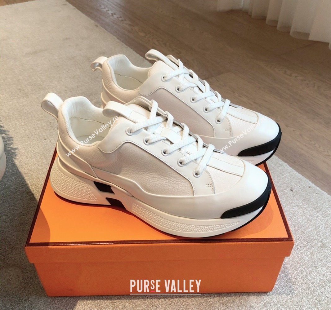 Hermes Just Sneakers in Grained and Leather White 2024 (XC-241008093)