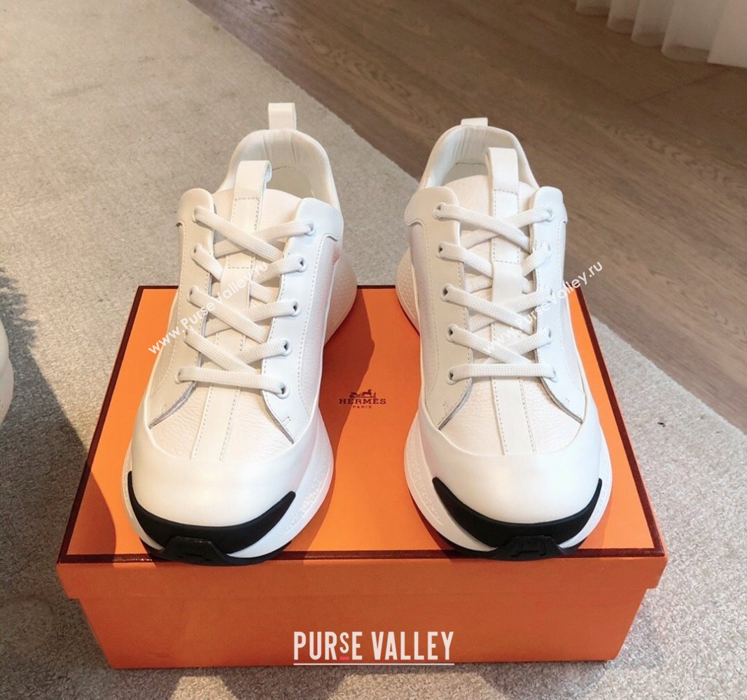 Hermes Just Sneakers in Grained and Leather White 2024 (XC-241008093)