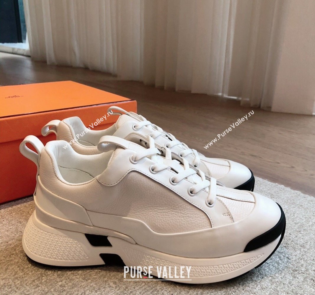 Hermes Just Sneakers in Grained and Leather White 2024 (XC-241008093)