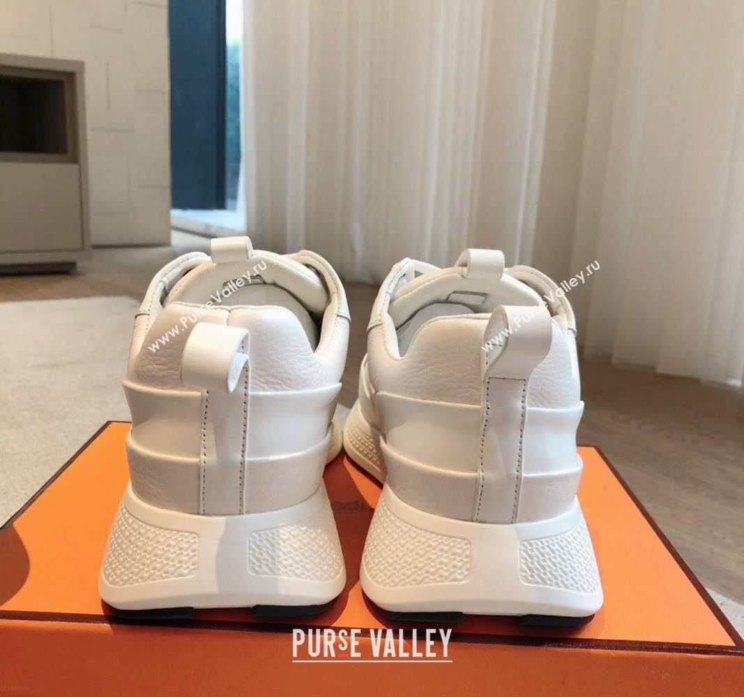 Hermes Just Sneakers in Grained and Leather White 2024 (XC-241008093)