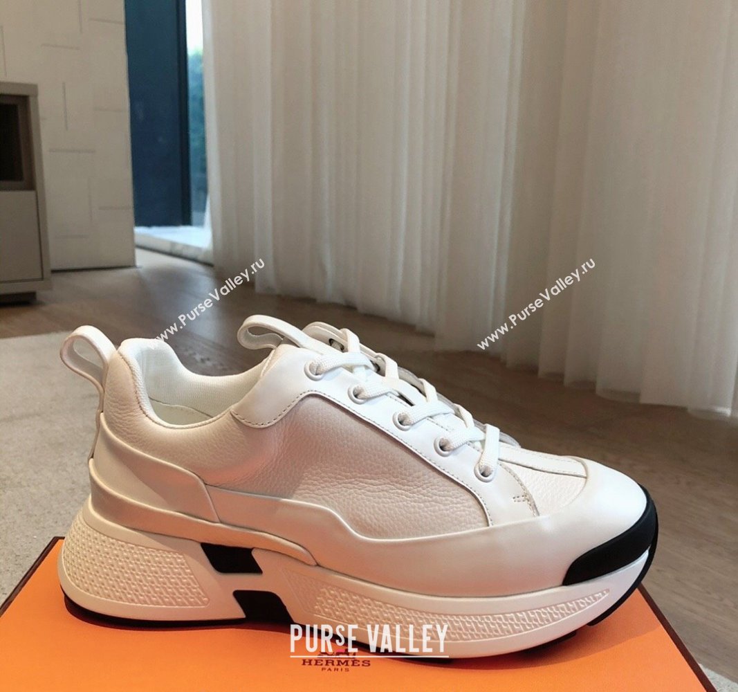 Hermes Just Sneakers in Grained and Leather White 2024 (XC-241008093)