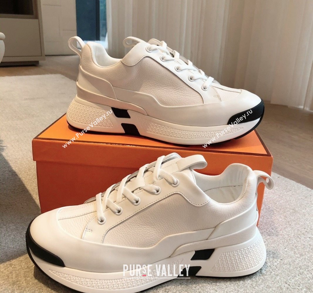 Hermes Just Sneakers in Grained and Leather White 2024 (XC-241008093)