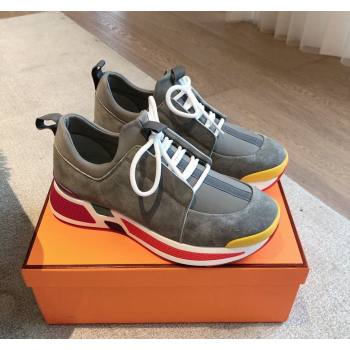 Hermes Just Sneakers in Technical Jersey and Suede Dark Grey 2024 (XC-241008094)