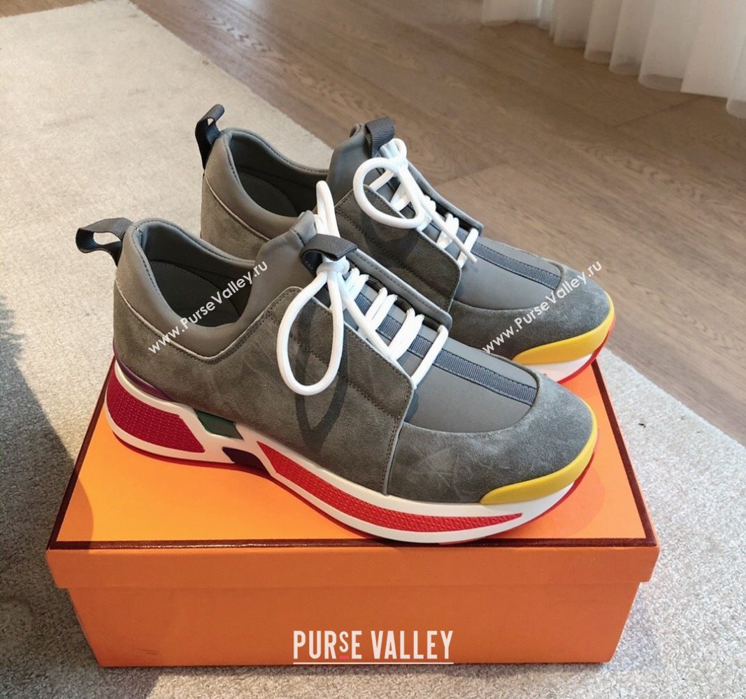 Hermes Just Sneakers in Technical Jersey and Suede Dark Grey 2024 (XC-241008094)