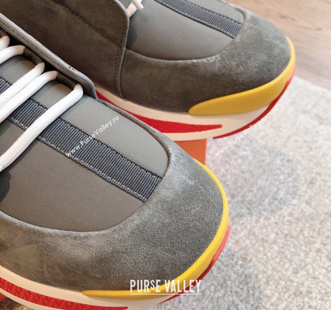 Hermes Just Sneakers in Technical Jersey and Suede Dark Grey 2024 (XC-241008094)