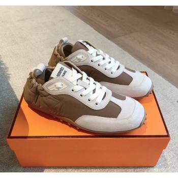 Hermes Technical Canvas and Suede Sneakers Brown/White 2024 H100801 (XC-241008068)