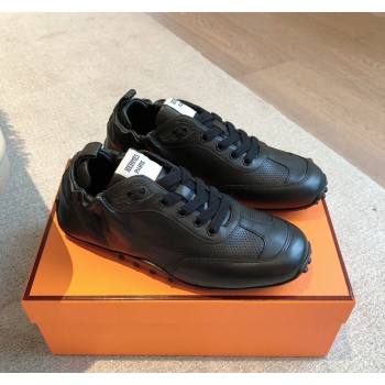 Hermes Perforated Calfskin Sneakers Black 2024 H100801 (XC-241008073)