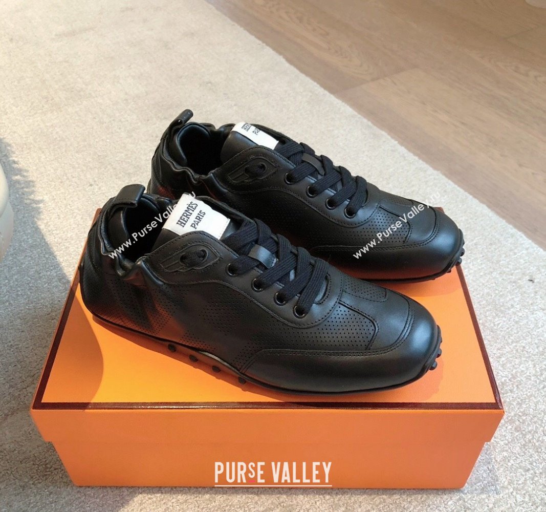 Hermes Perforated Calfskin Sneakers Black 2024 H100801 (XC-241008073)