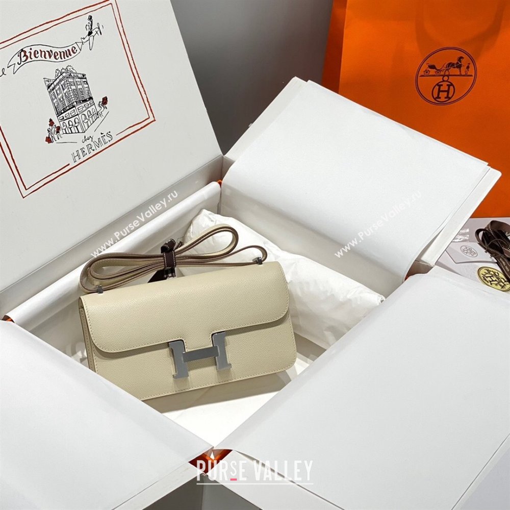 Hermes Constance Elan East-West Bag 26cm in Calfskin Cream White/Silver 2024 (Half Handmade) (FLB-241104056)