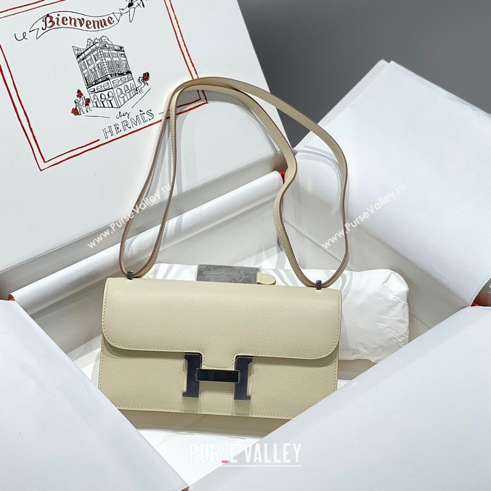 Hermes Constance Elan East-West Bag 26cm in Calfskin Cream White/Silver 2024 (Half Handmade) (FLB-241104056)