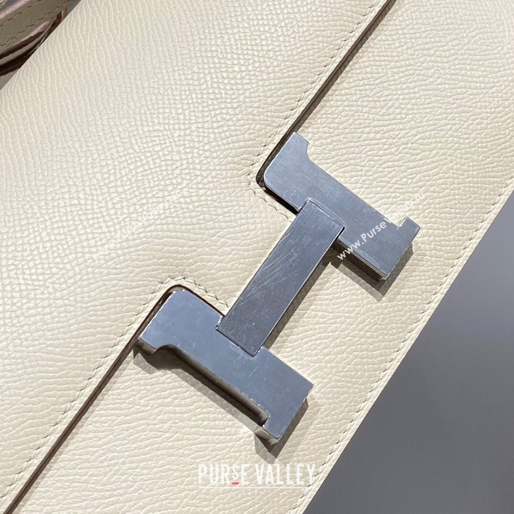 Hermes Constance Elan East-West Bag 26cm in Calfskin Cream White/Silver 2024 (Half Handmade) (FLB-241104056)