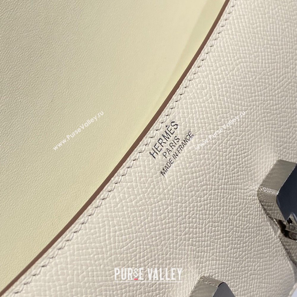 Hermes Constance Elan East-West Bag 26cm in Calfskin Cream White/Silver 2024 (Half Handmade) (FLB-241104056)