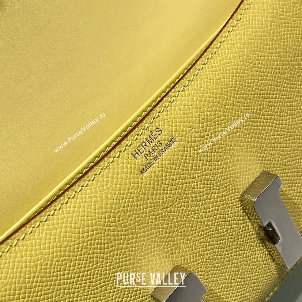 Hermes Constance Elan East-West Bag 26cm in Calfskin Lemon Yellow/Silver 2024 (Half Handmade) (FLB-241104048)