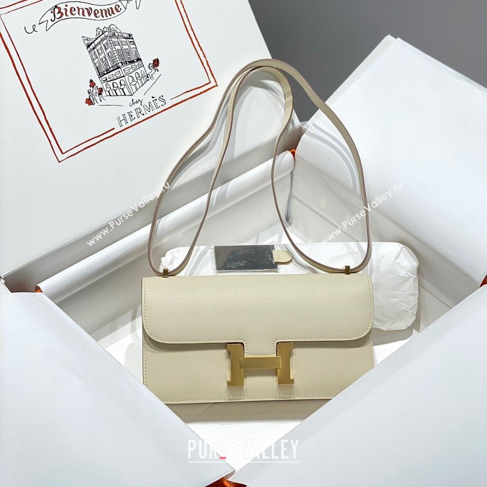 Hermes Constance Elan East-West Bag 26cm in Calfskin Cream White/Gold 2024 (Half Handmade) (FLB-241104057)