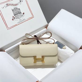 Hermes Constance Elan East-West Bag 26cm in Calfskin Cream White/Gold 2024 (Half Handmade) (FLB-241104057)