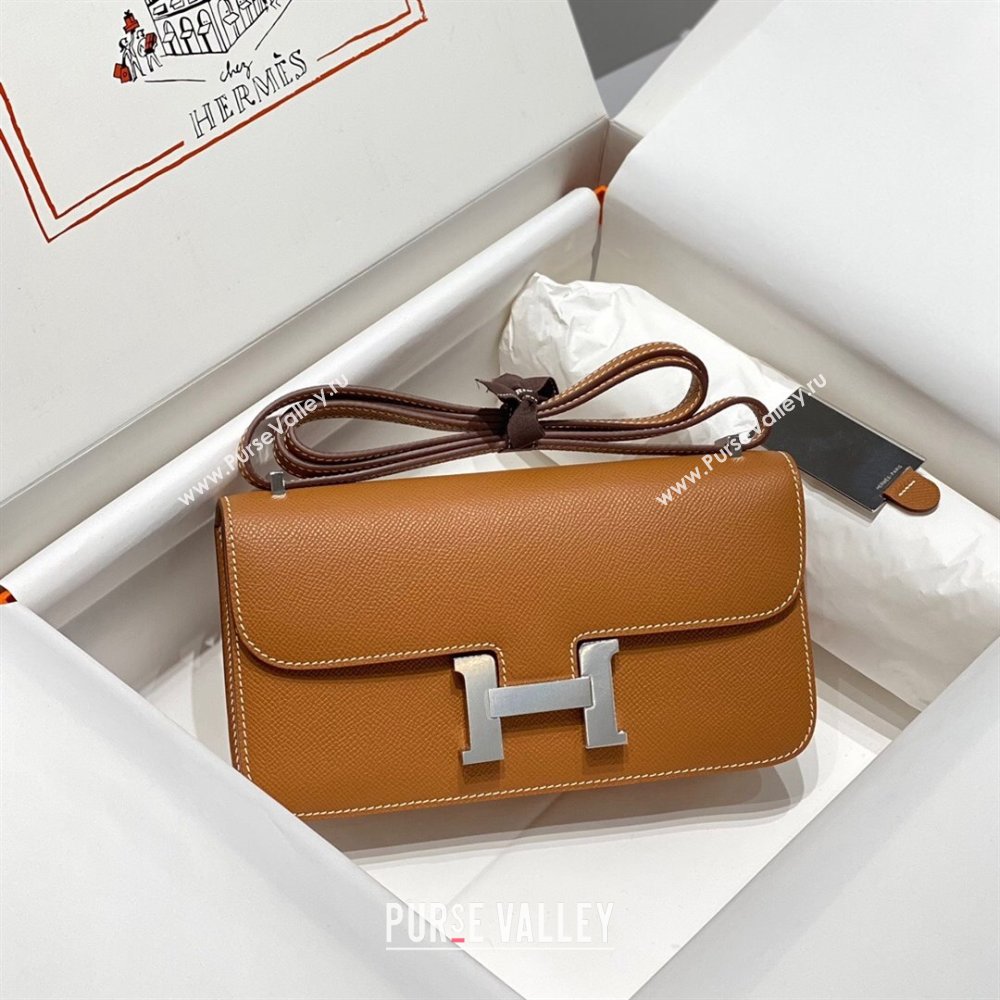 Hermes Constance Elan East-West Bag 26cm in Calfskin Brown/Silver 2024 (Half Handmade) (FLB-241104058)