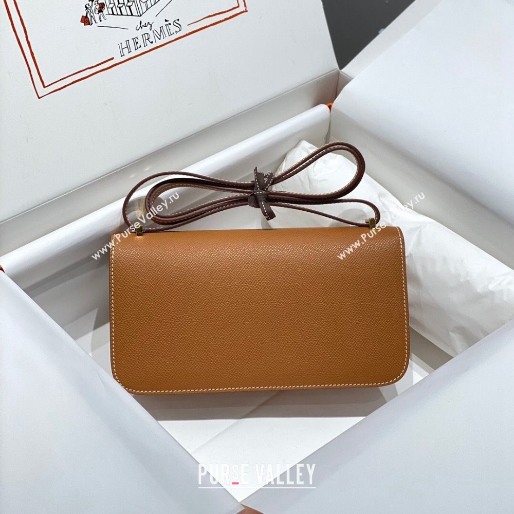 Hermes Constance Elan East-West Bag 26cm in Calfskin Brown/Silver 2024 (Half Handmade) (FLB-241104058)