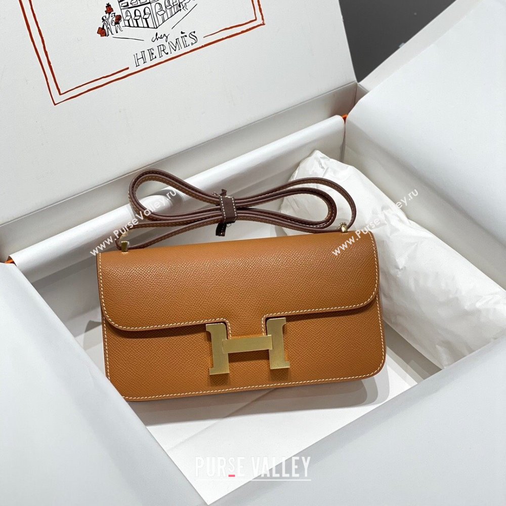 Hermes Constance Elan East-West Bag 26cm in Calfskin Brown/Gold 2024 (Half Handmade) (FLB-241104059)