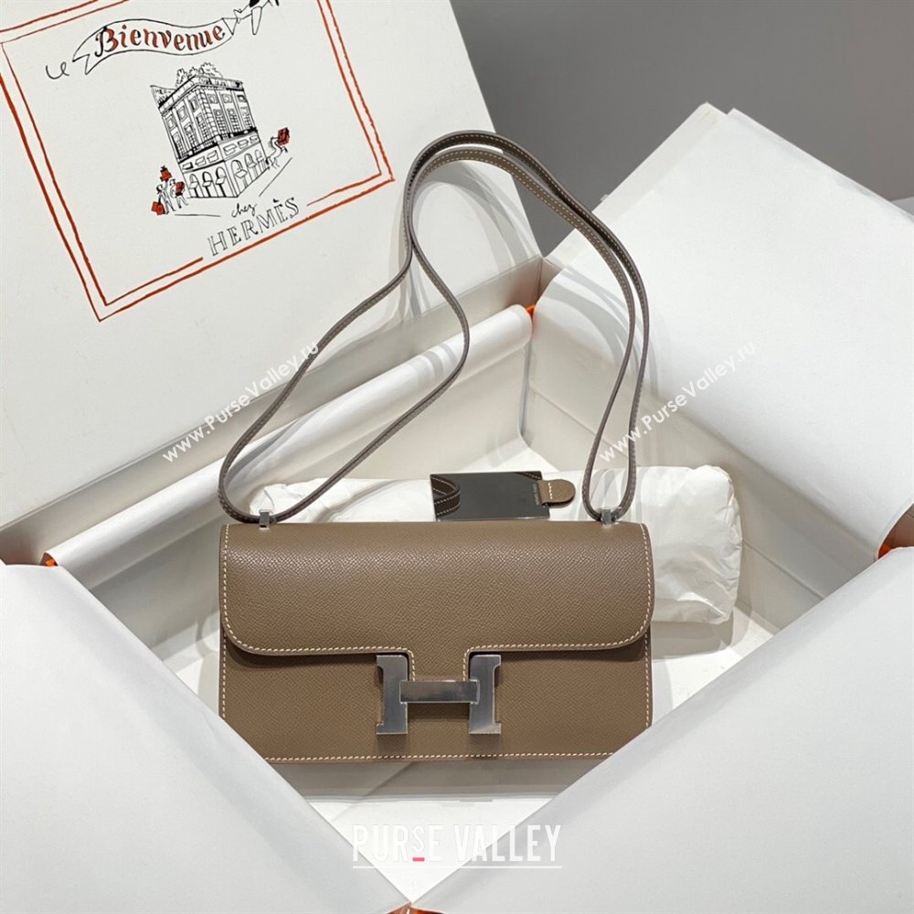 Hermes Constance Elan East-West Bag 26cm in Calfskin Elephant Grey/Silver 2024 (Half Handmade) (FLB-241104060)