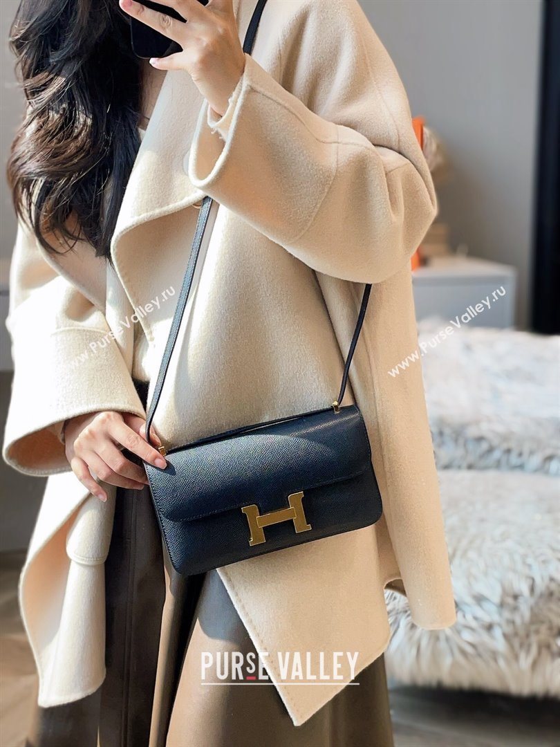 Hermes Constance Elan East-West Bag 26cm in Calfskin Black/Gold 2024 (Half Handmade) (FLB-241104062)