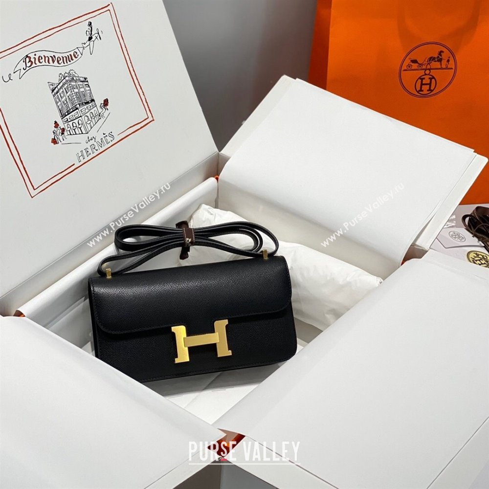 Hermes Constance Elan East-West Bag 26cm in Calfskin Black/Gold 2024 (Half Handmade) (FLB-241104062)