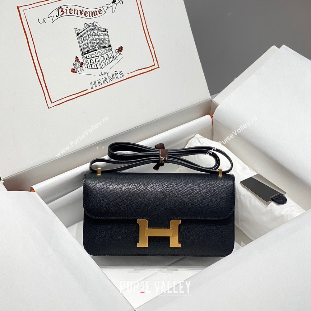 Hermes Constance Elan East-West Bag 26cm in Calfskin Black/Gold 2024 (Half Handmade) (FLB-241104062)