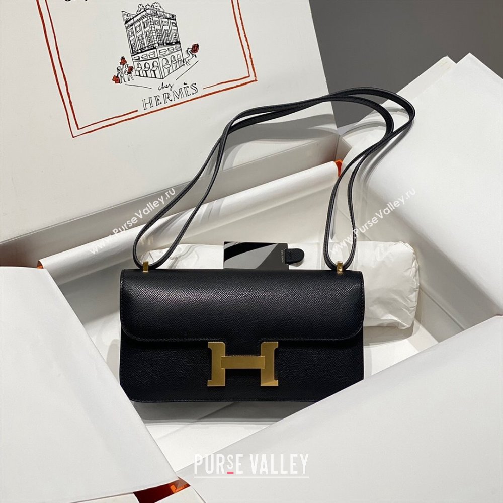 Hermes Constance Elan East-West Bag 26cm in Calfskin Black/Gold 2024 (Half Handmade) (FLB-241104062)