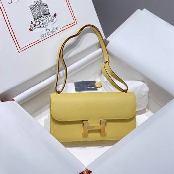 Hermes Constance Elan East-West Bag 26cm in Calfskin Lemon Yellow/Gold 2024 (Half Handmade) (FLB-241104049)