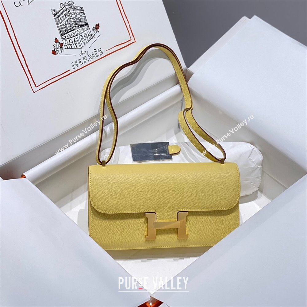 Hermes Constance Elan East-West Bag 26cm in Calfskin Lemon Yellow/Gold 2024 (Half Handmade) (FLB-241104049)