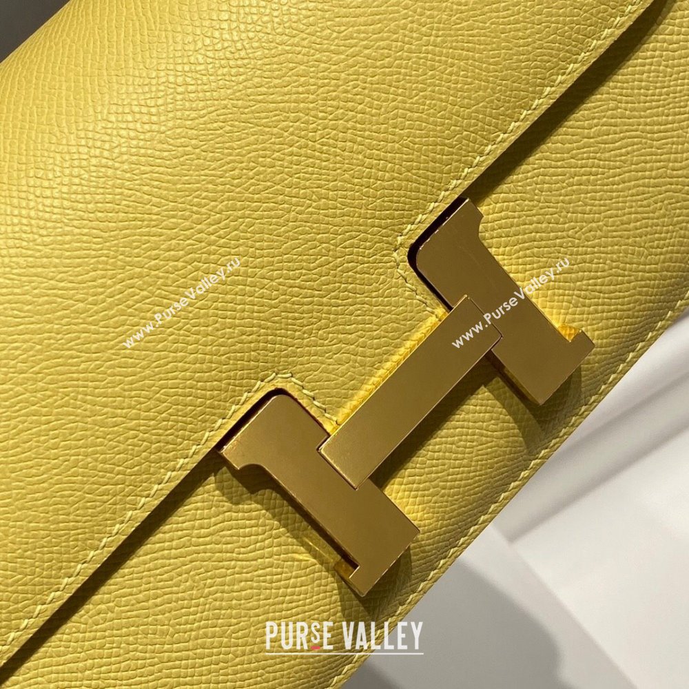 Hermes Constance Elan East-West Bag 26cm in Calfskin Lemon Yellow/Gold 2024 (Half Handmade) (FLB-241104049)