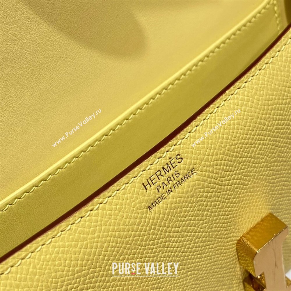 Hermes Constance Elan East-West Bag 26cm in Calfskin Lemon Yellow/Gold 2024 (Half Handmade) (FLB-241104049)