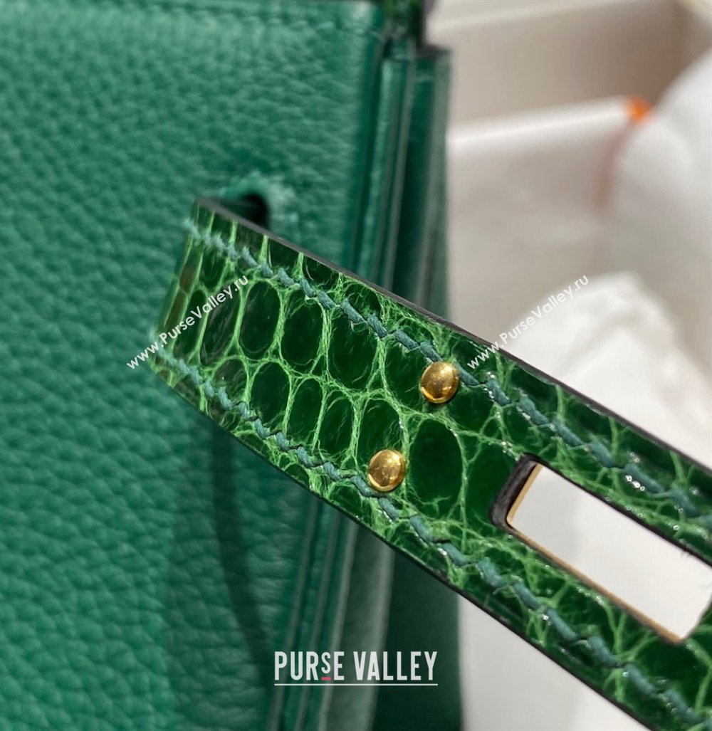 Hermes Birkin Touch Bag 25cm in Calfskin and Shiny Nile Crocodile Leather Emerald Green 2024 (Full Handmade) (FLB-241104069)