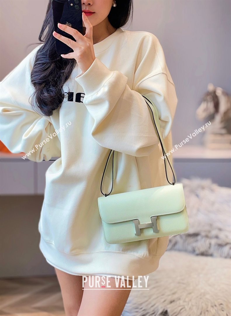 Hermes Constance Elan East-West Bag 26cm in Calfskin Bubble Green/Silver 2024 (Half Handmade) (FLB-241104052)