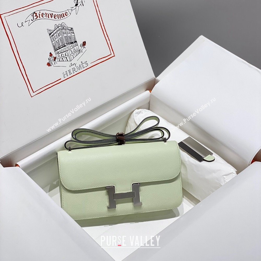 Hermes Constance Elan East-West Bag 26cm in Calfskin Bubble Green/Silver 2024 (Half Handmade) (FLB-241104052)