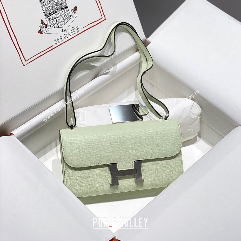 Hermes Constance Elan East-West Bag 26cm in Calfskin Bubble Green/Silver 2024 (Half Handmade) (FLB-241104052)