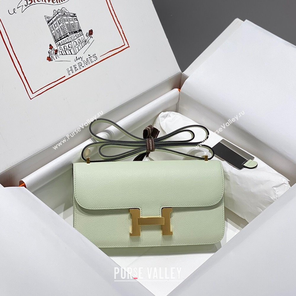 Hermes Constance Elan East-West Bag 26cm in Calfskin Bubble Green/Gold 2024 (Half Handmade) (FLB-241104053)